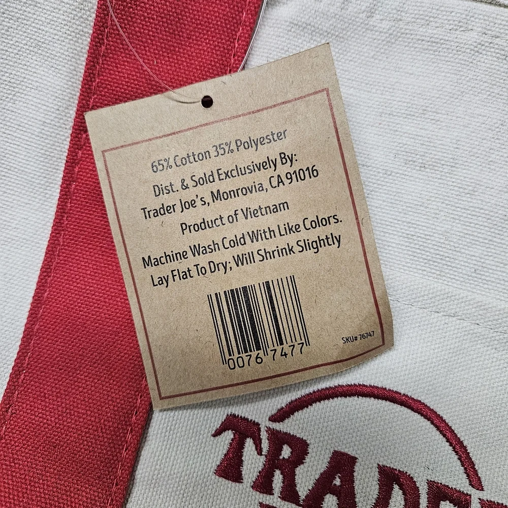 Trader Joe’s Canvas Mini Tote Bag Red with Pockets New NWT